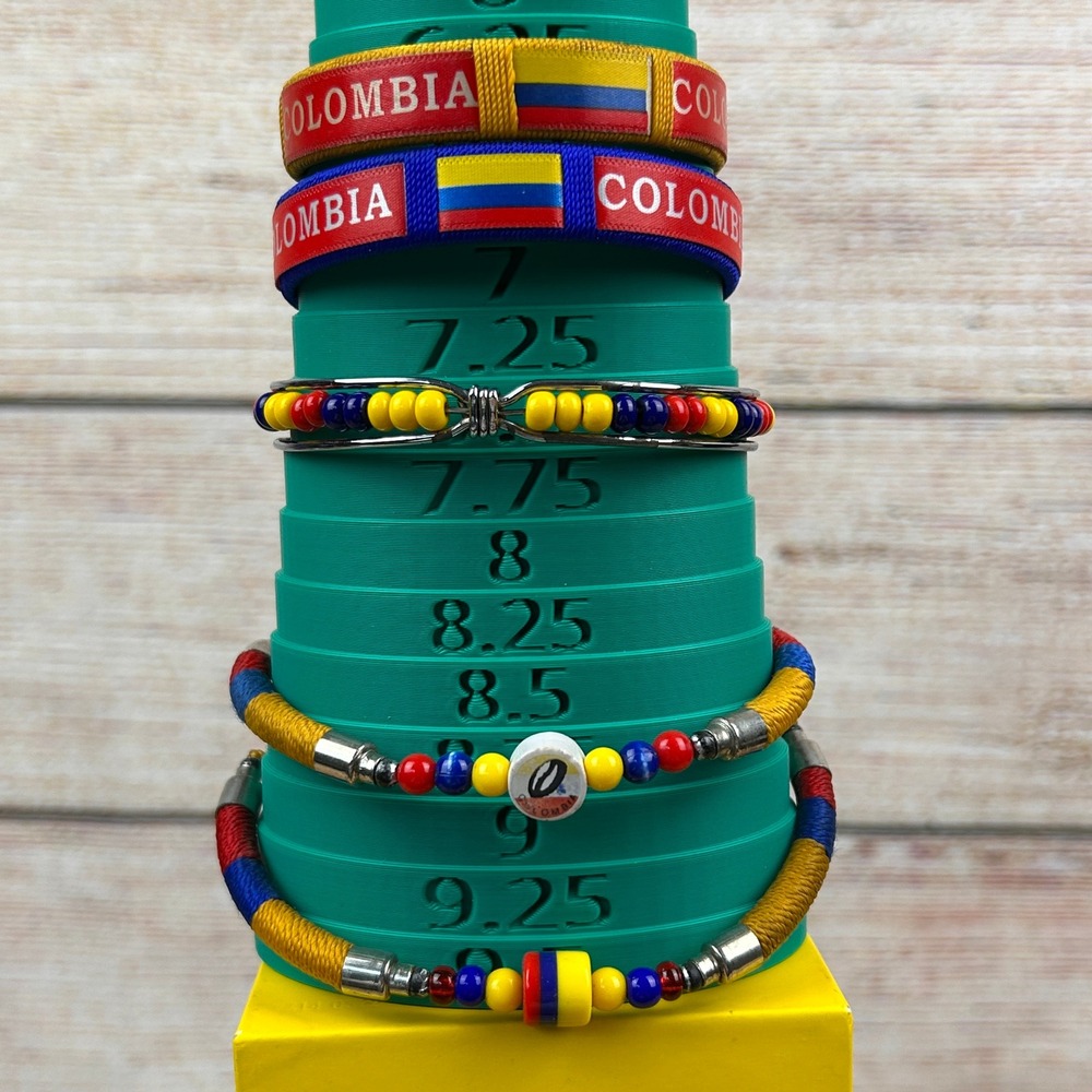 Colombia Flag Bracelet Set 5pc Yellow Blue Red‎ Beaded Woven Cuff Adjustable